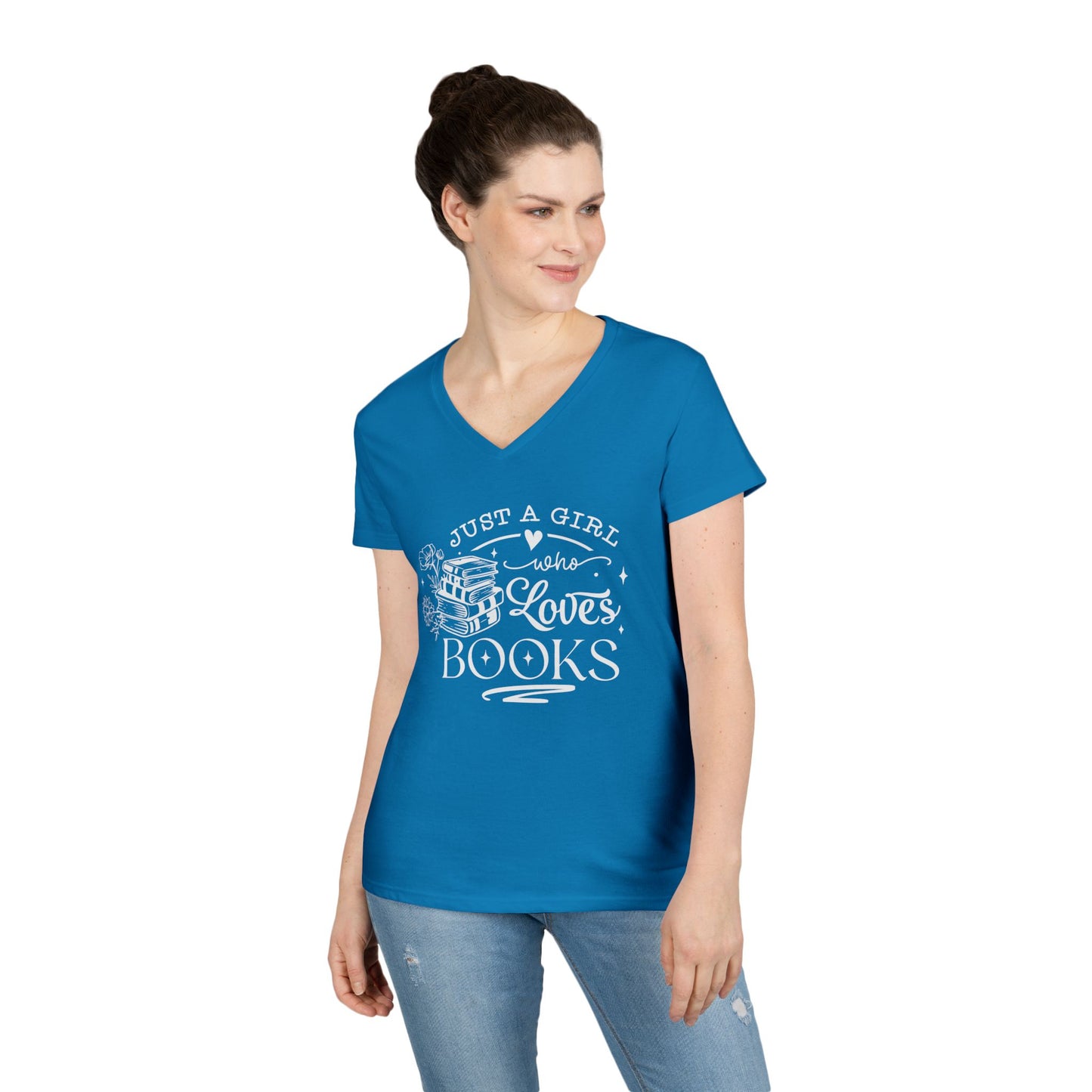 Just A Girl Who Love's Books V-Neck T-Shirt