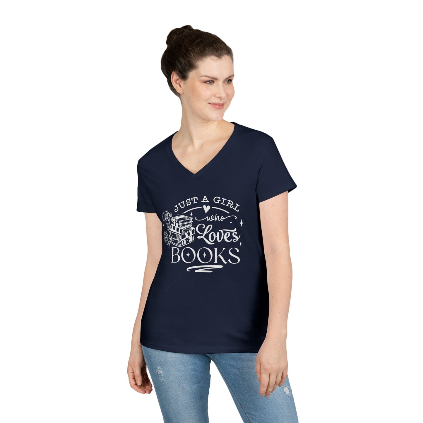 Just A Girl Who Love's Books V-Neck T-Shirt