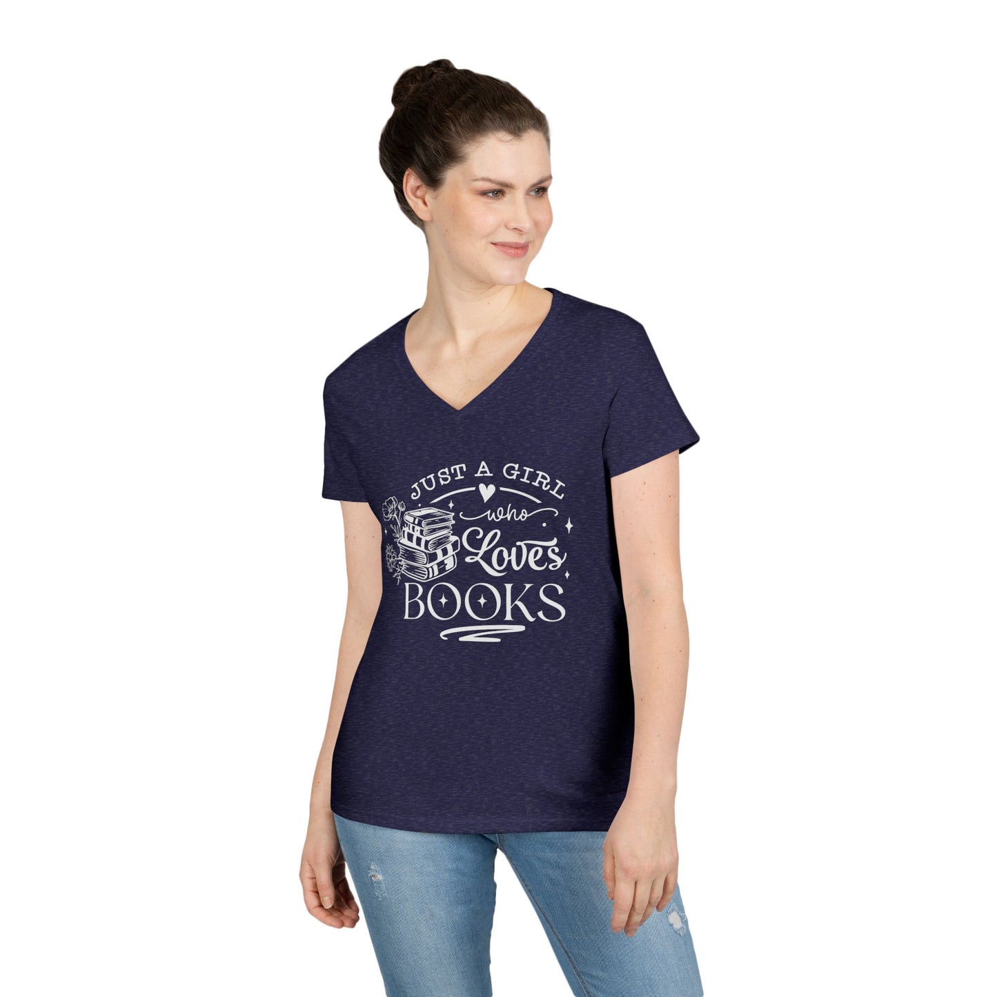 Just A Girl Who Love's Books V-Neck T-Shirt