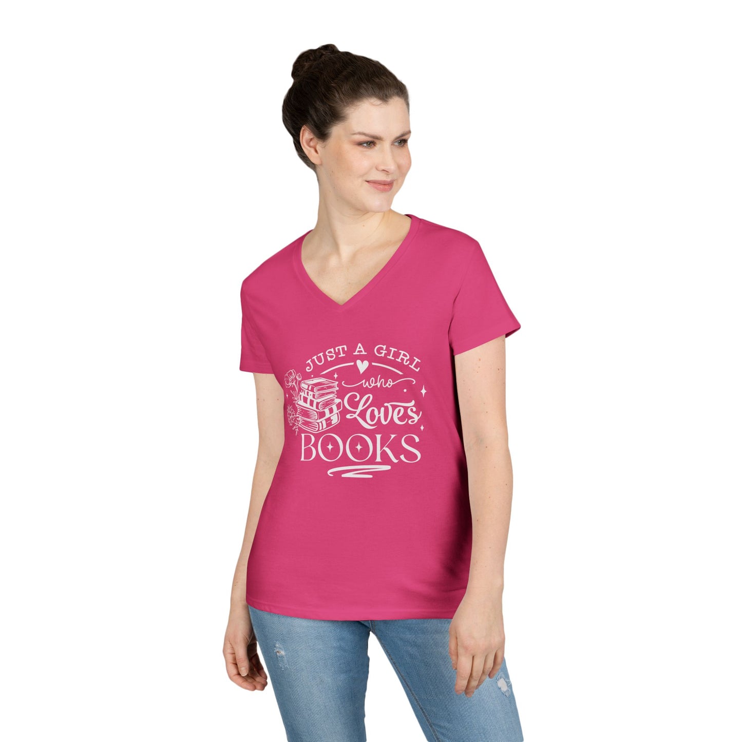 Just A Girl Who Love's Books V-Neck T-Shirt