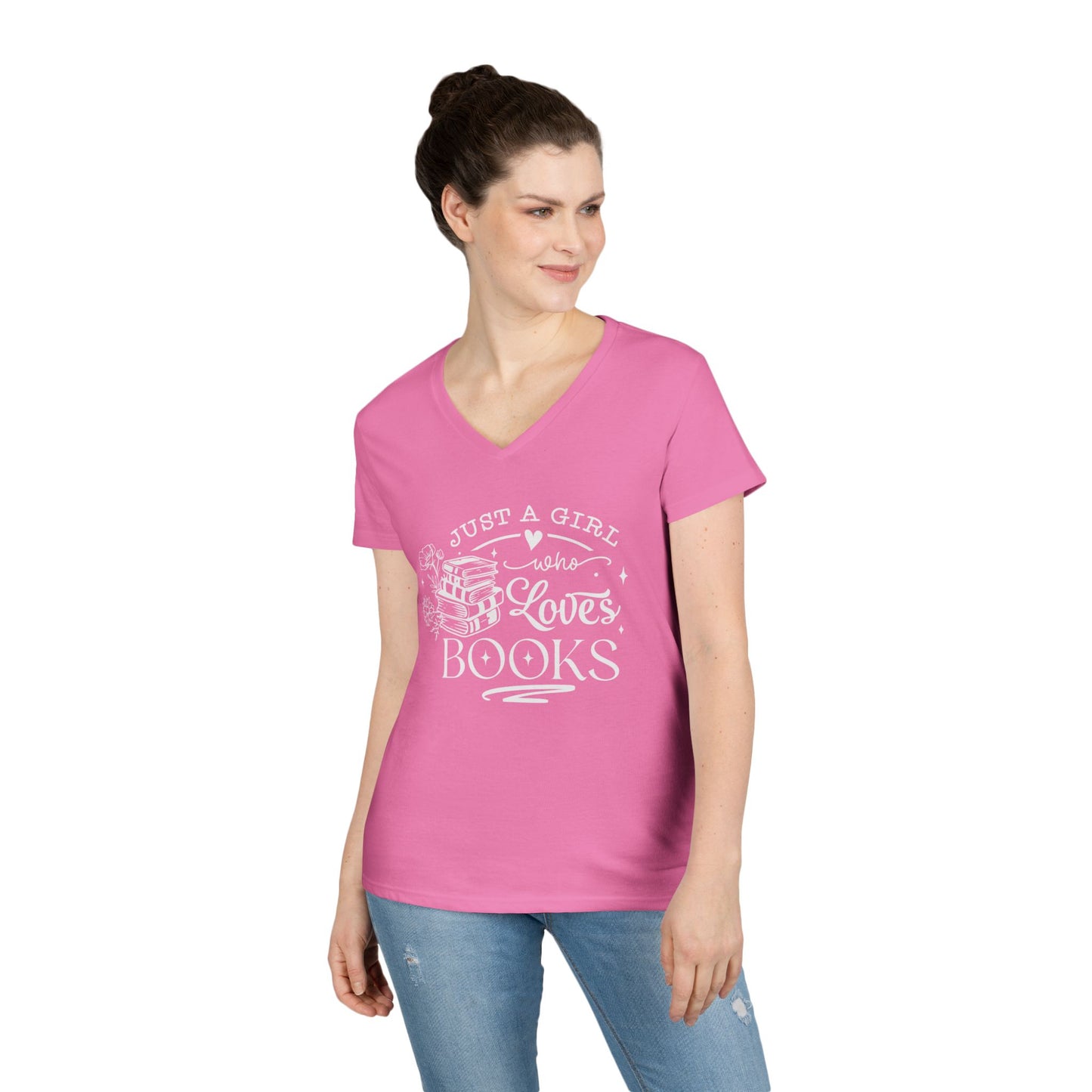 Just A Girl Who Love's Books V-Neck T-Shirt