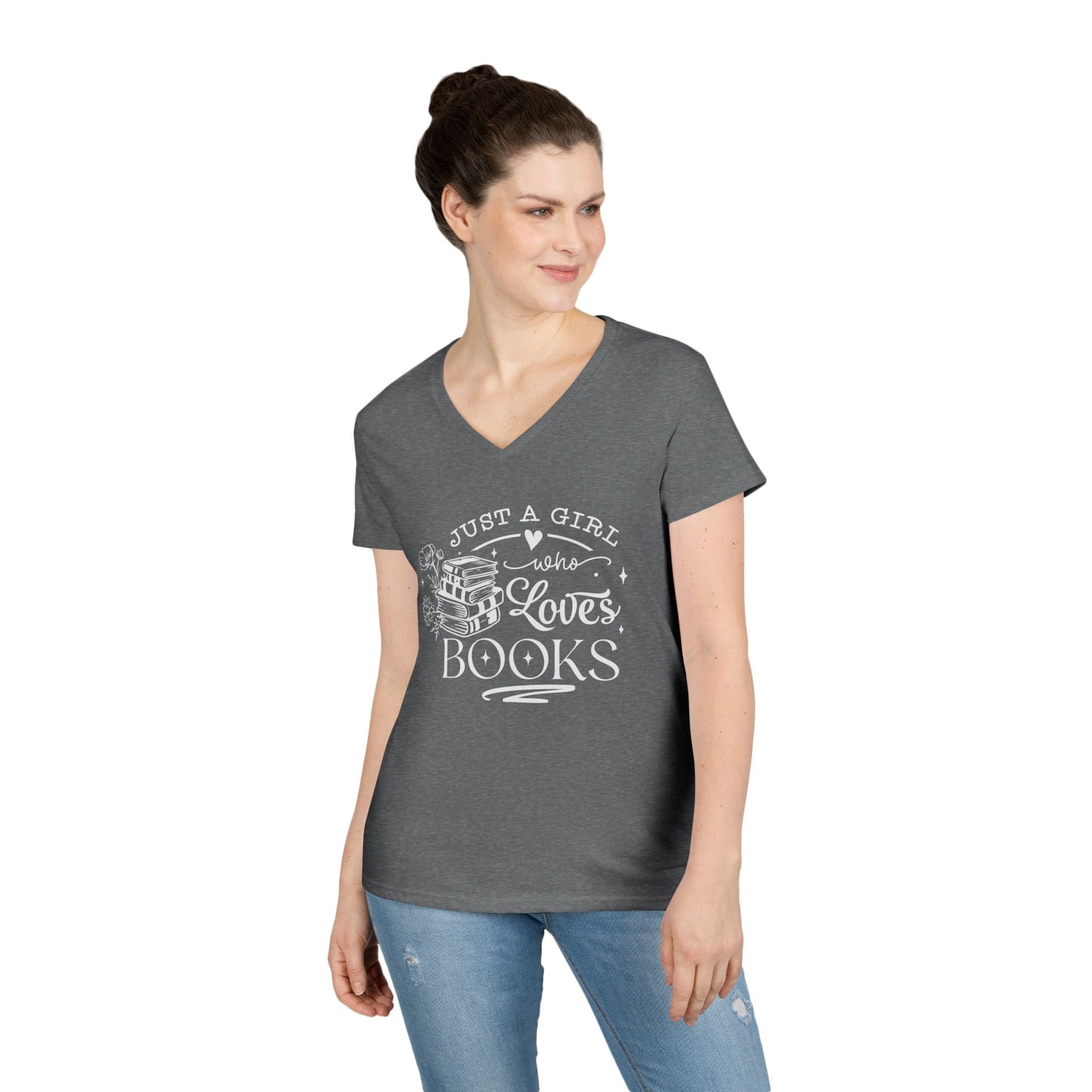 Just A Girl Who Love's Books V-Neck T-Shirt