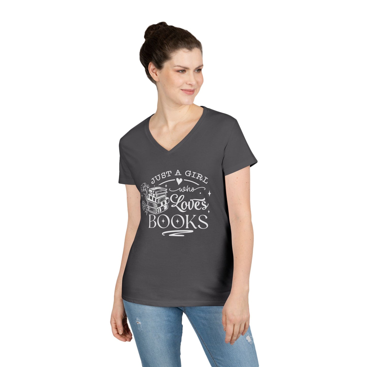 Just A Girl Who Love's Books V-Neck T-Shirt
