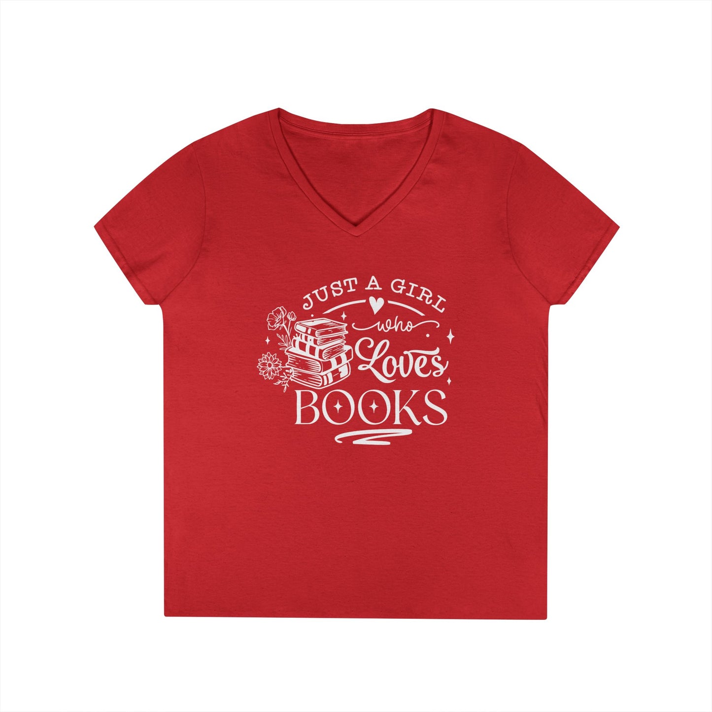 Just A Girl Who Love's Books V-Neck T-Shirt