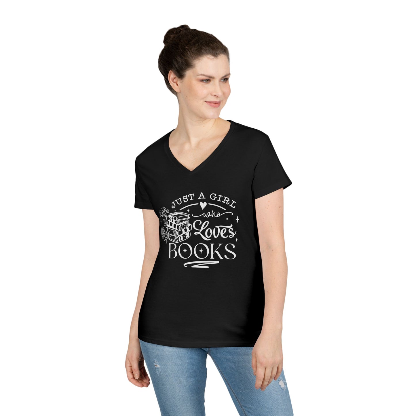 Just A Girl Who Love's Books V-Neck T-Shirt