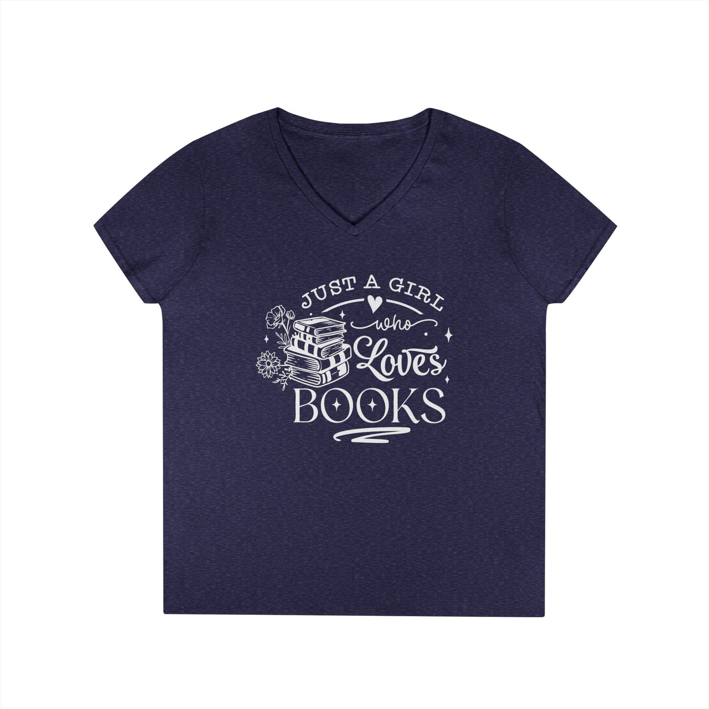 Just A Girl Who Love's Books V-Neck T-Shirt