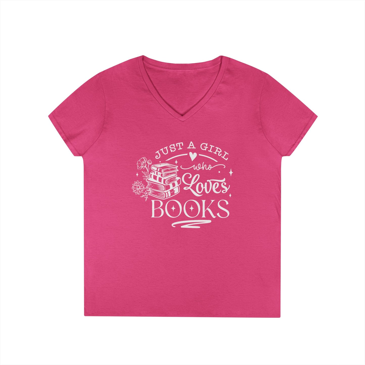 Just A Girl Who Love's Books V-Neck T-Shirt