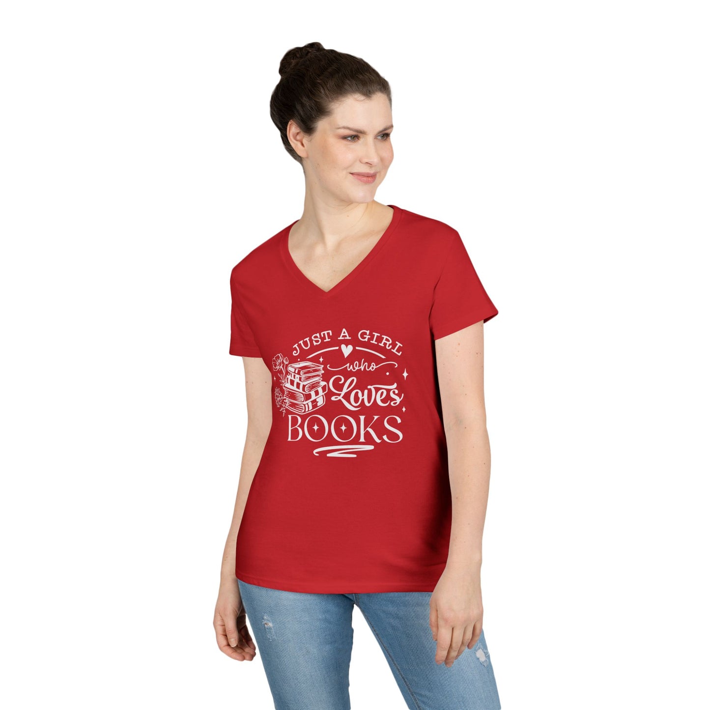 Just A Girl Who Love's Books V-Neck T-Shirt