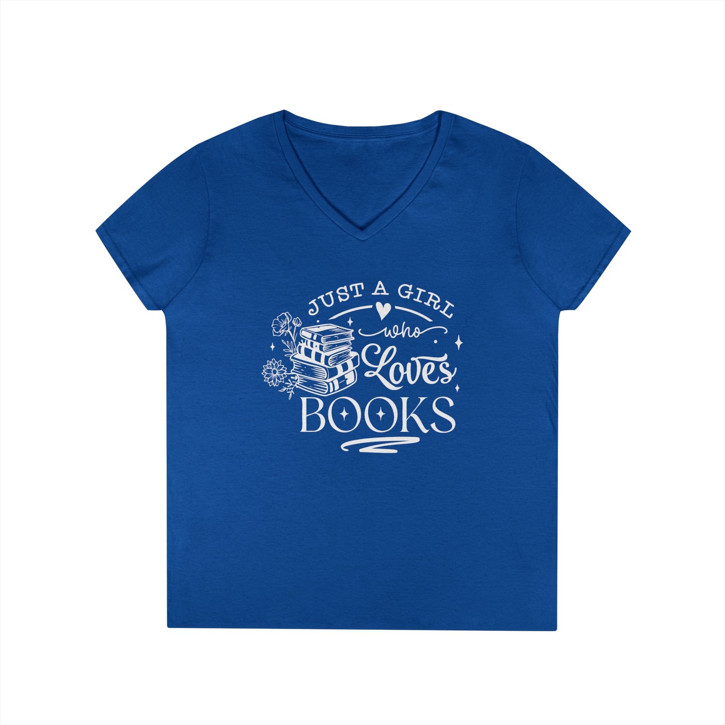 Just A Girl Who Love's Books V-Neck T-Shirt