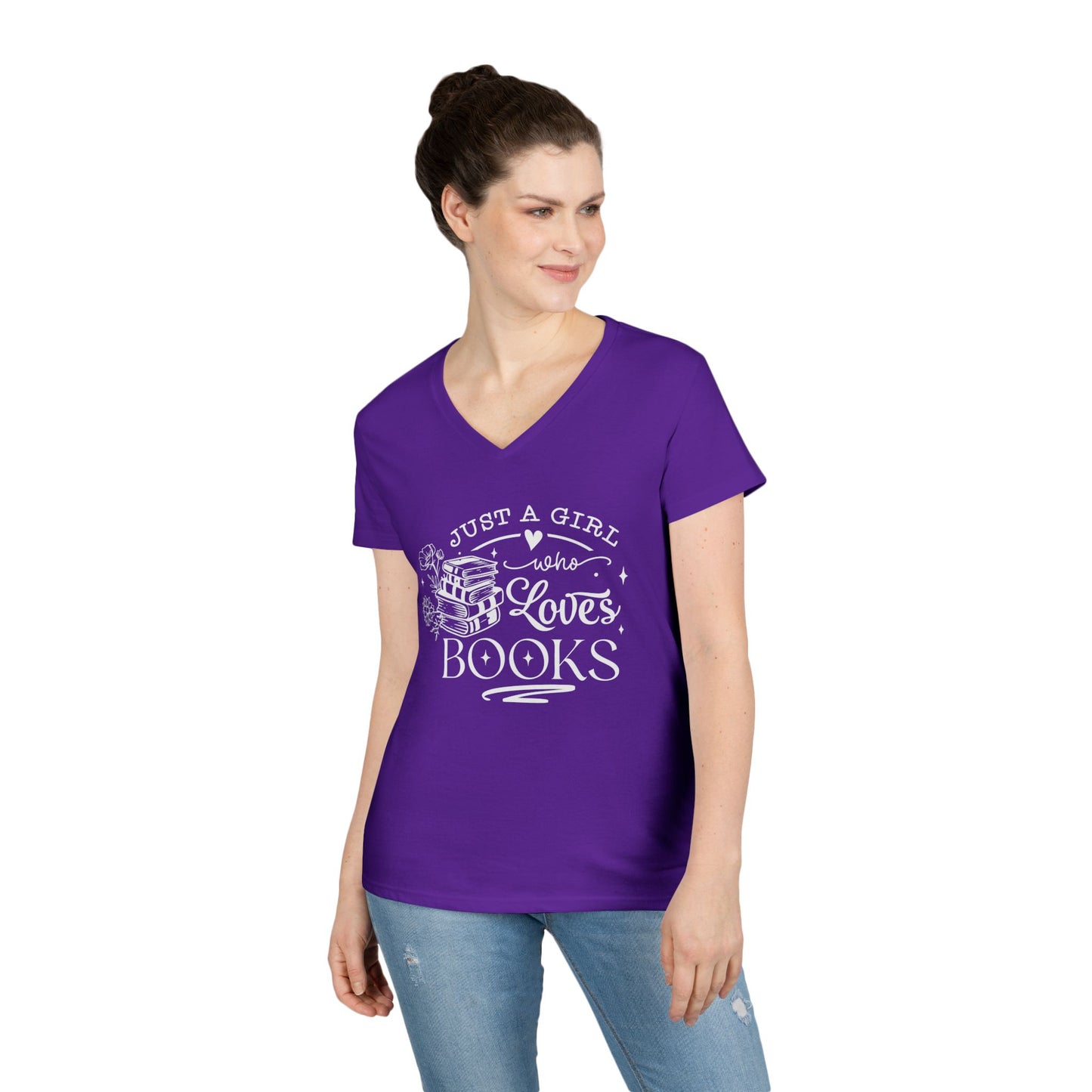 Just A Girl Who Love's Books V-Neck T-Shirt