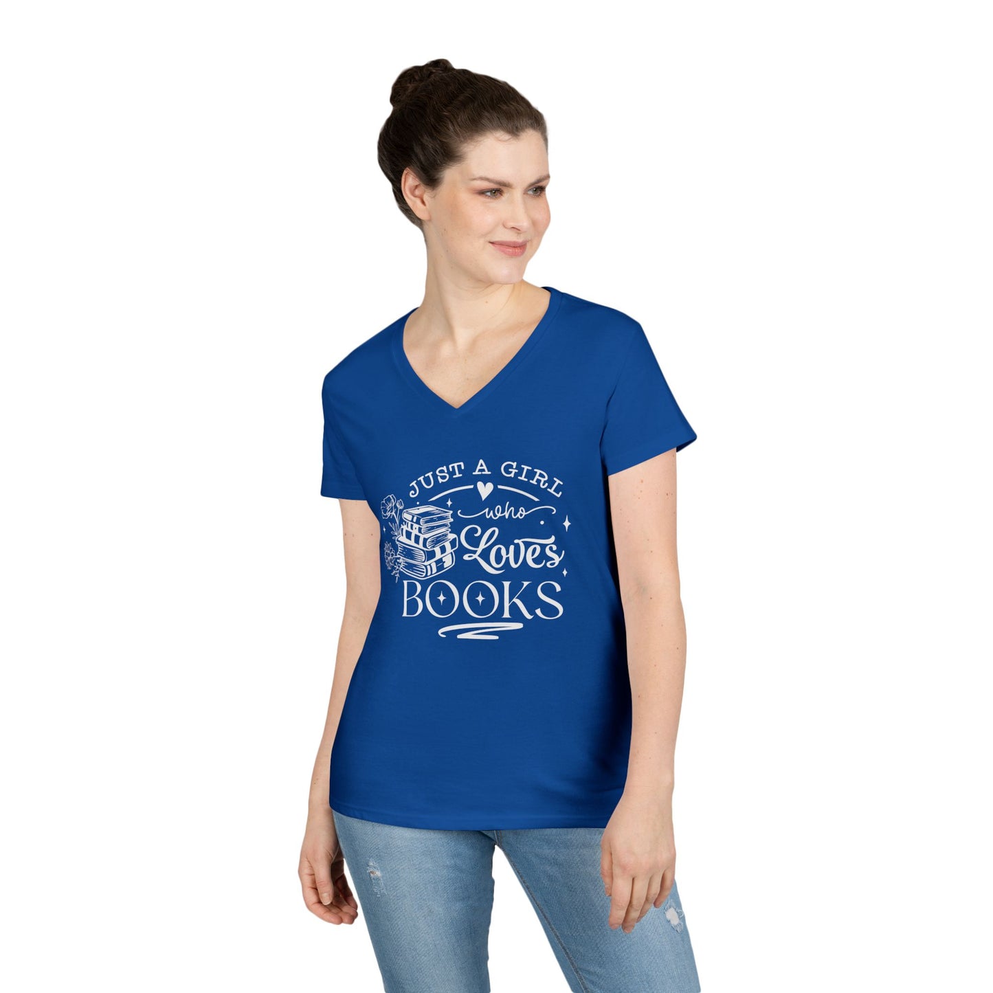 Just A Girl Who Love's Books V-Neck T-Shirt