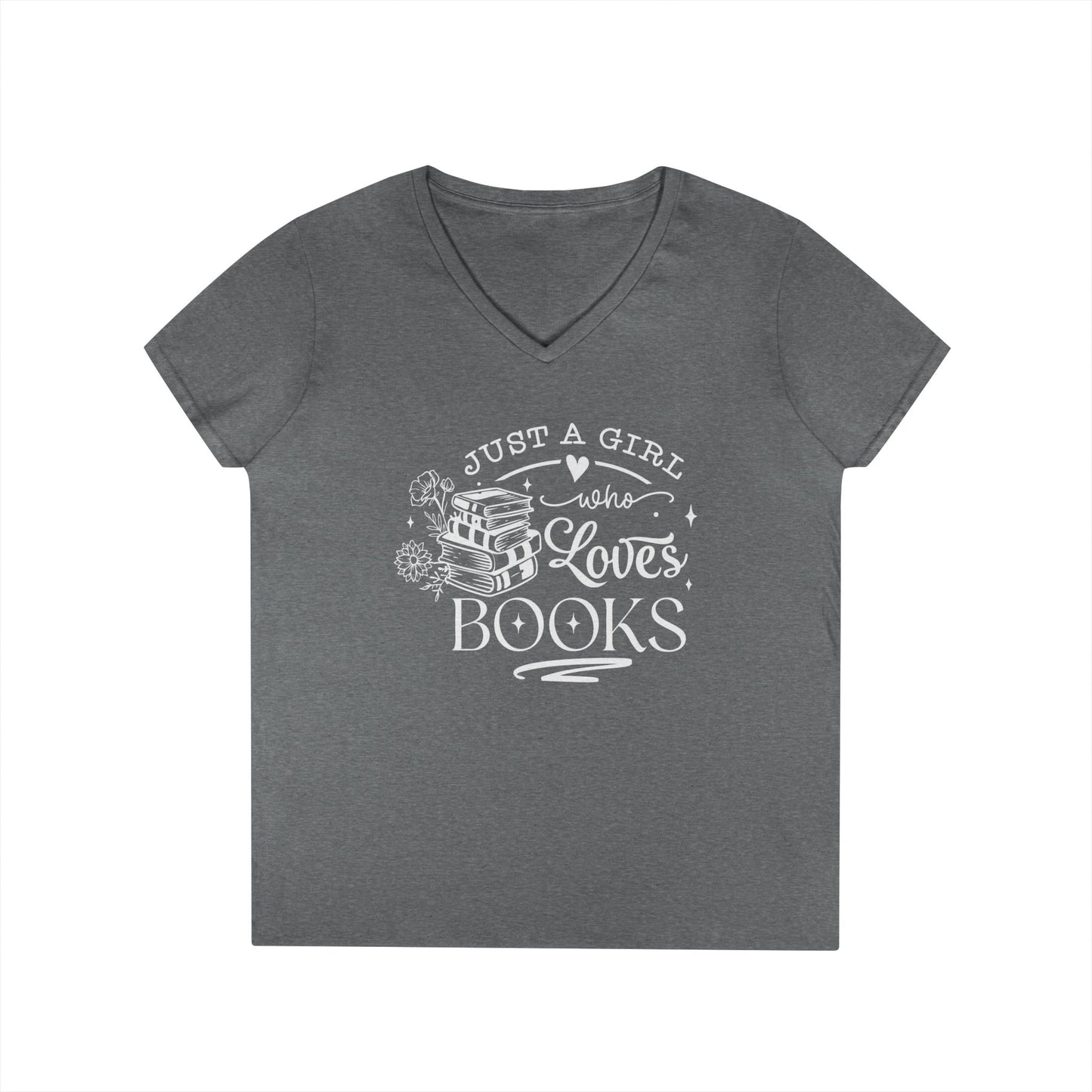 Just A Girl Who Love's Books V-Neck T-Shirt