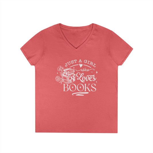 Just A Girl Who Love's Books V-Neck T-Shirt
