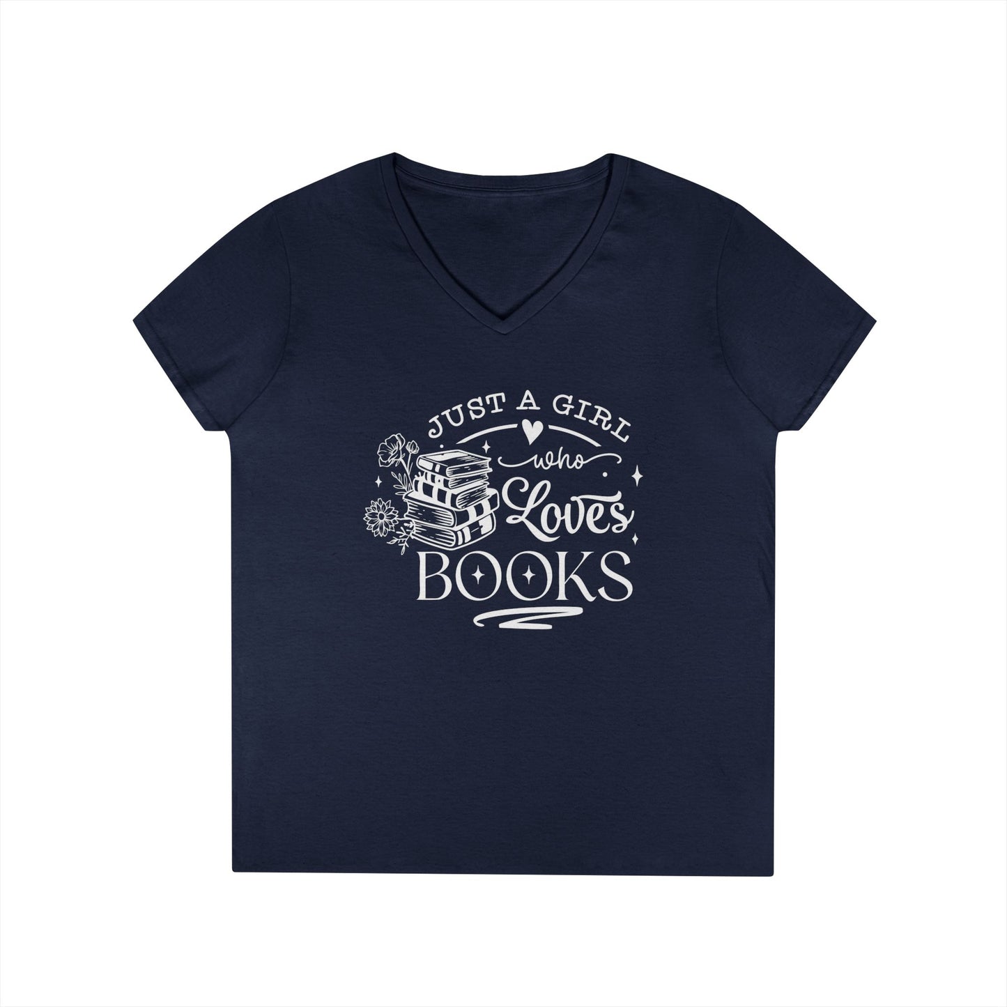 Just A Girl Who Love's Books V-Neck T-Shirt